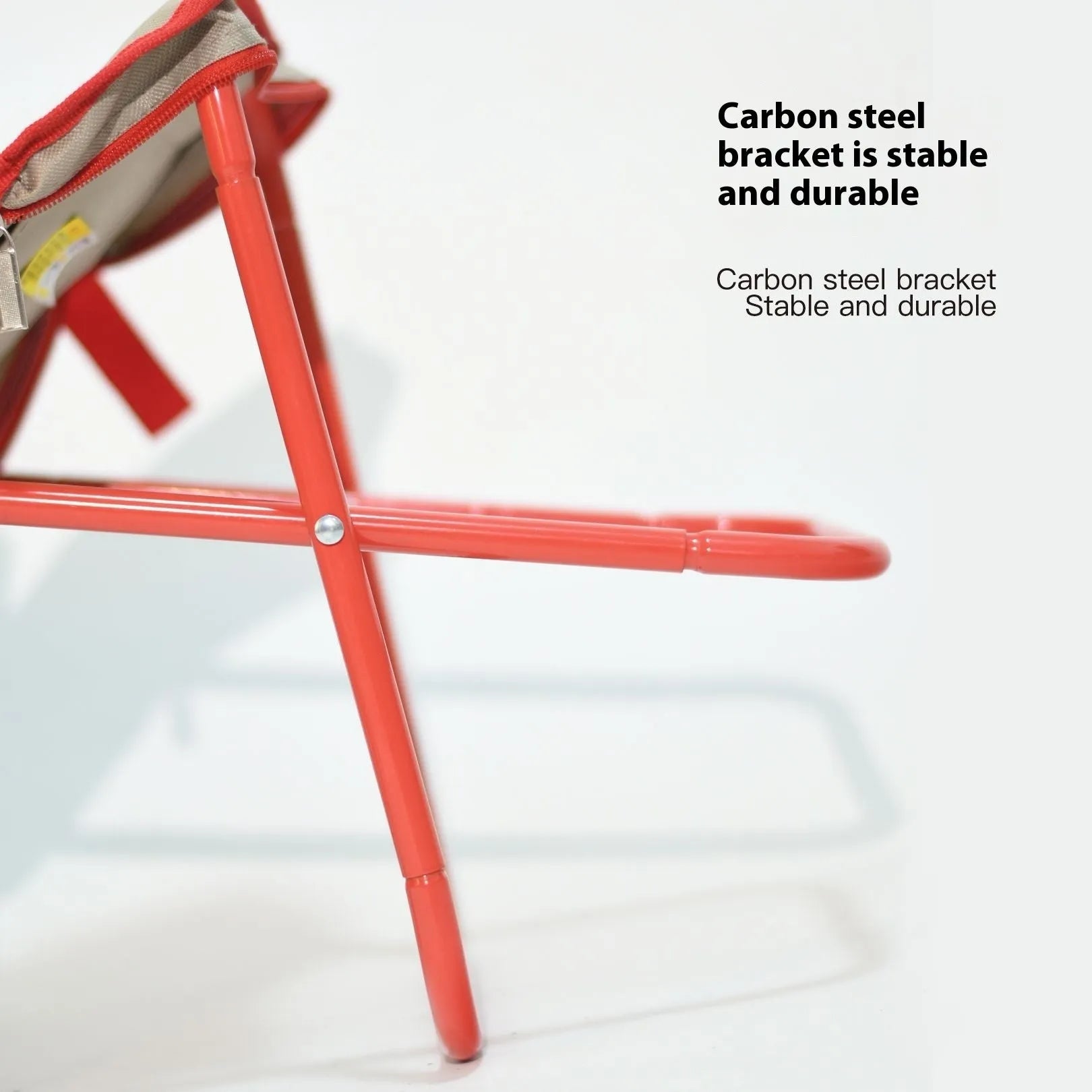 Lightweight foldable camping stool in Oxford cloth shown in a khaki colour, folded to a slim profile.