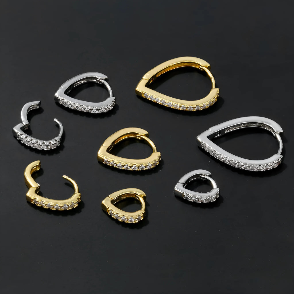 Women's copper geometric heart ear clip with electroplated gold finish and clip-on design