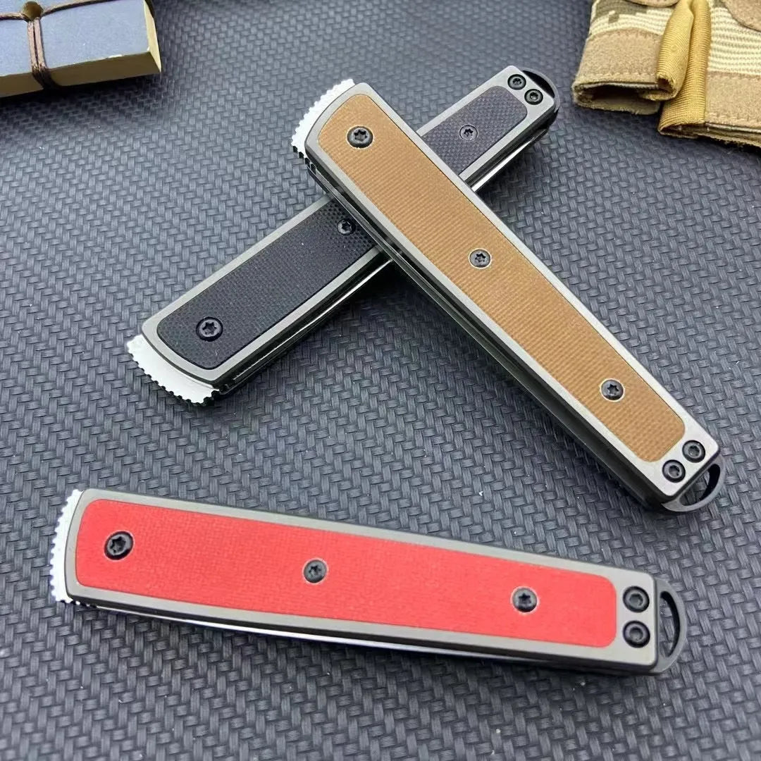 Folding fruit knife with stainless steel blade in black, coffee, or red colour options