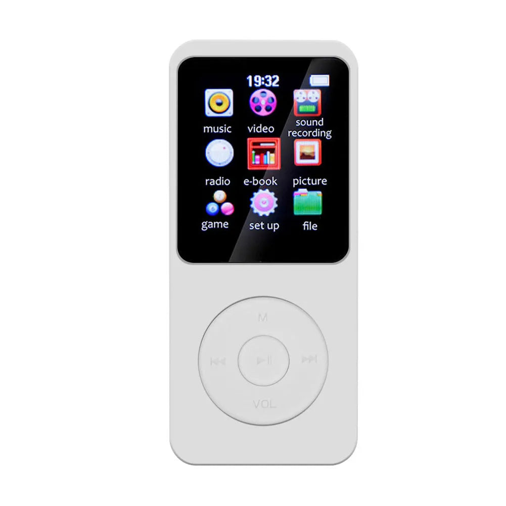 Blue MP3 Walkman Student Edition with 1.8-inch screen, push buttons, and Bluetooth capability