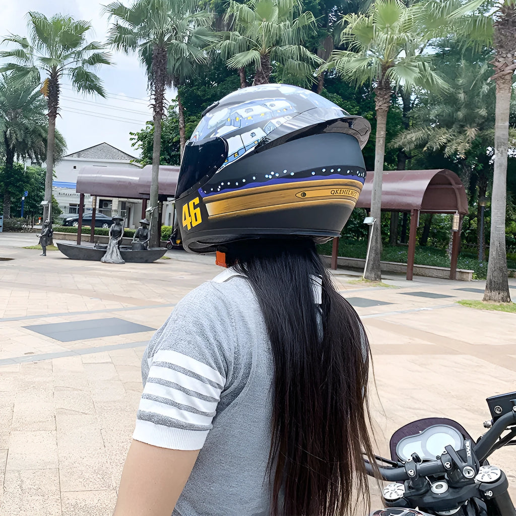 Grey Ser and Yellow Dazzle Flower coloured ABS motorcycle helmet for men and women.
