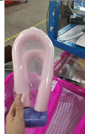 Pink and grey PVC leg training clip with foam padding for thigh, arm, and chest workouts