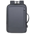Black waterproof Oxford cloth backpack with Derm leather details and curved shoulder strap
