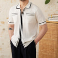 Slim fit lapel collar polo shirt in black and white colour options with short sleeves