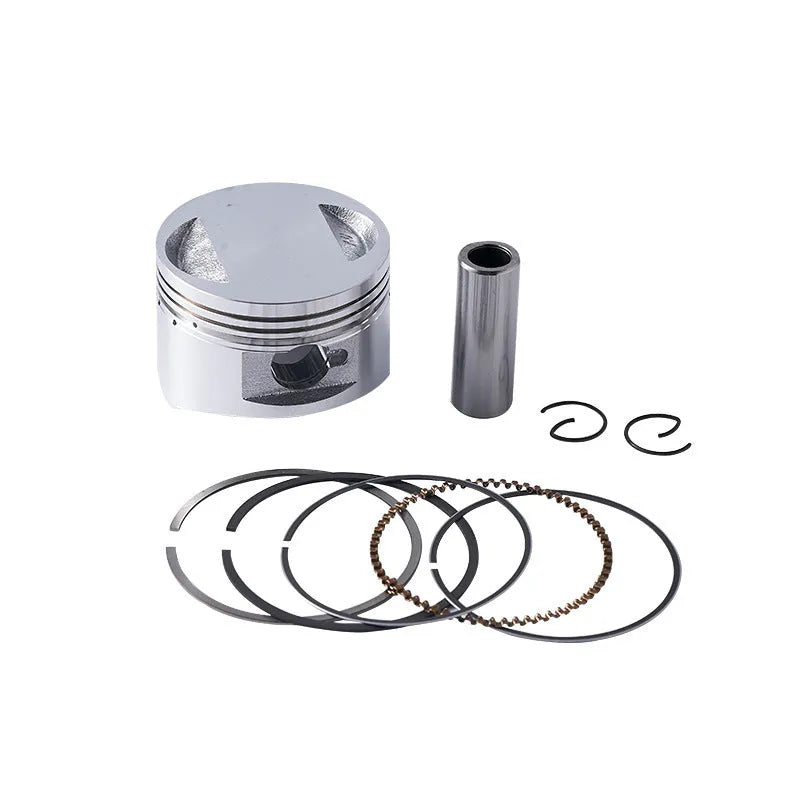 Honda 125cc motorcycle engine piston kit showing aluminium piston, ring and pin