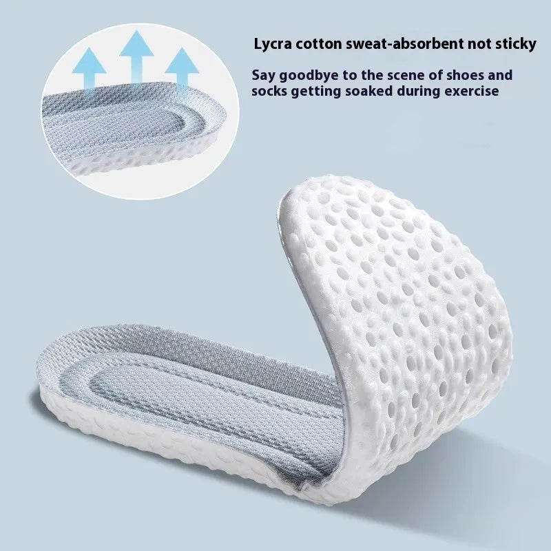 Grey, black, and orange cuttable breathable sports insoles made from PU foam.