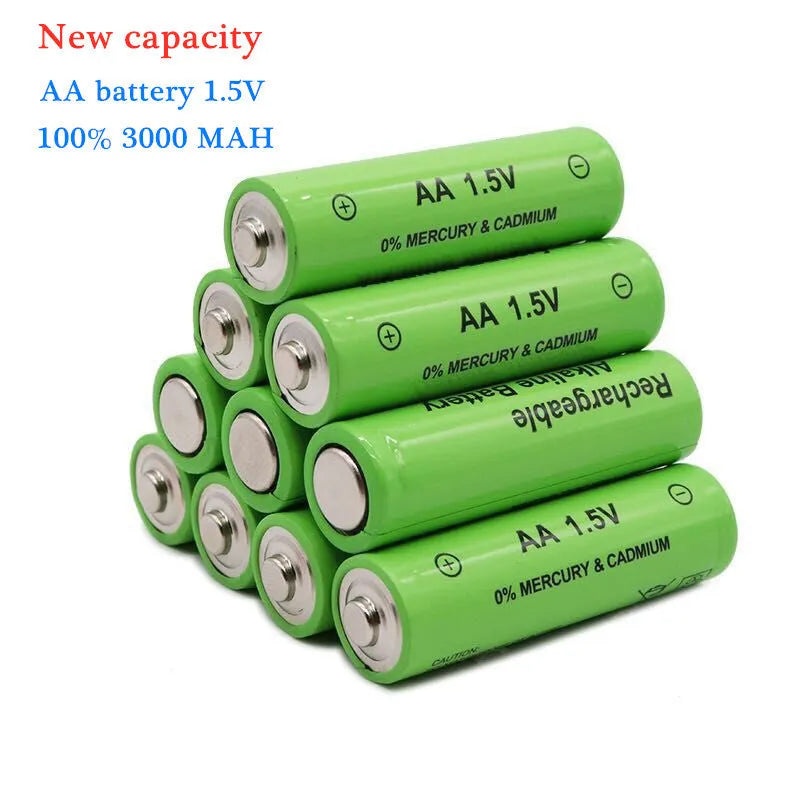 AA alkaline rechargeable battery pack with 3000mAh capacity and 1.5V high voltage.