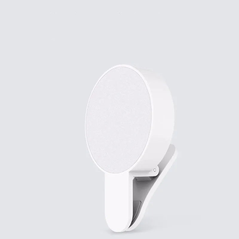 White selfie fill light with LED array and dimming switch for mobile phone photography