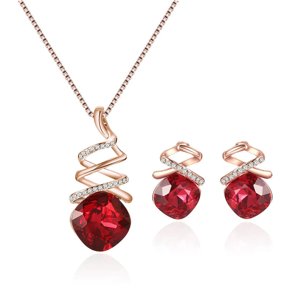 Alloy bridal jewellery set with water wave chain necklace and matching earrings.