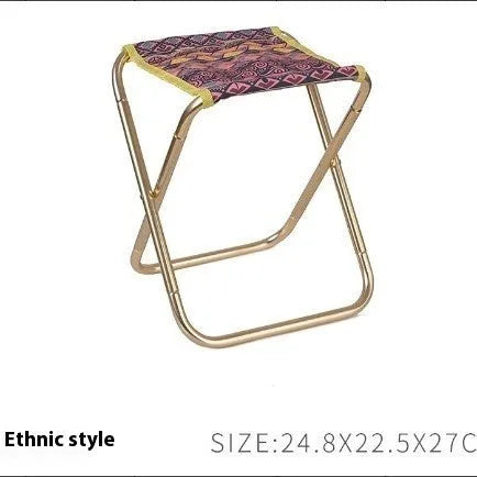 Black aluminium alloy folding camping stool in folded and unfolded positions