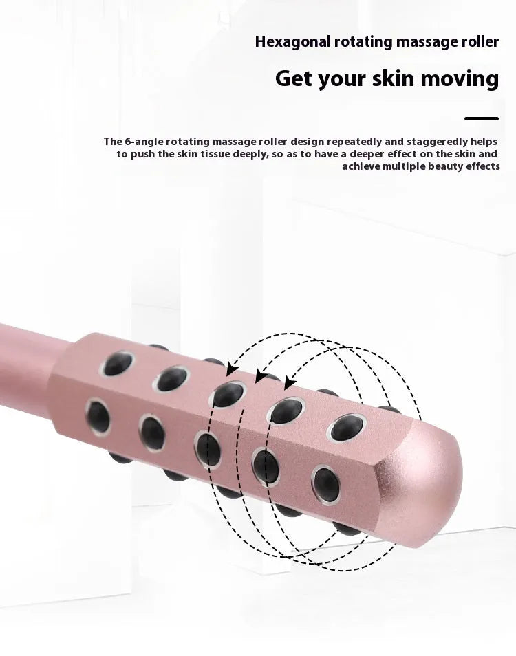 Purple germanium particle facial massage roller approximately 193mm long