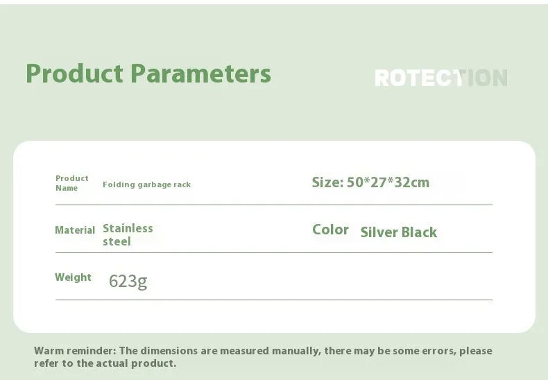 Stainless steel folding garbage bag bracket in silver or black colour for camping