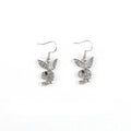 Cute full diamond rabbit stud earrings in gold, pink, and silver alloy.