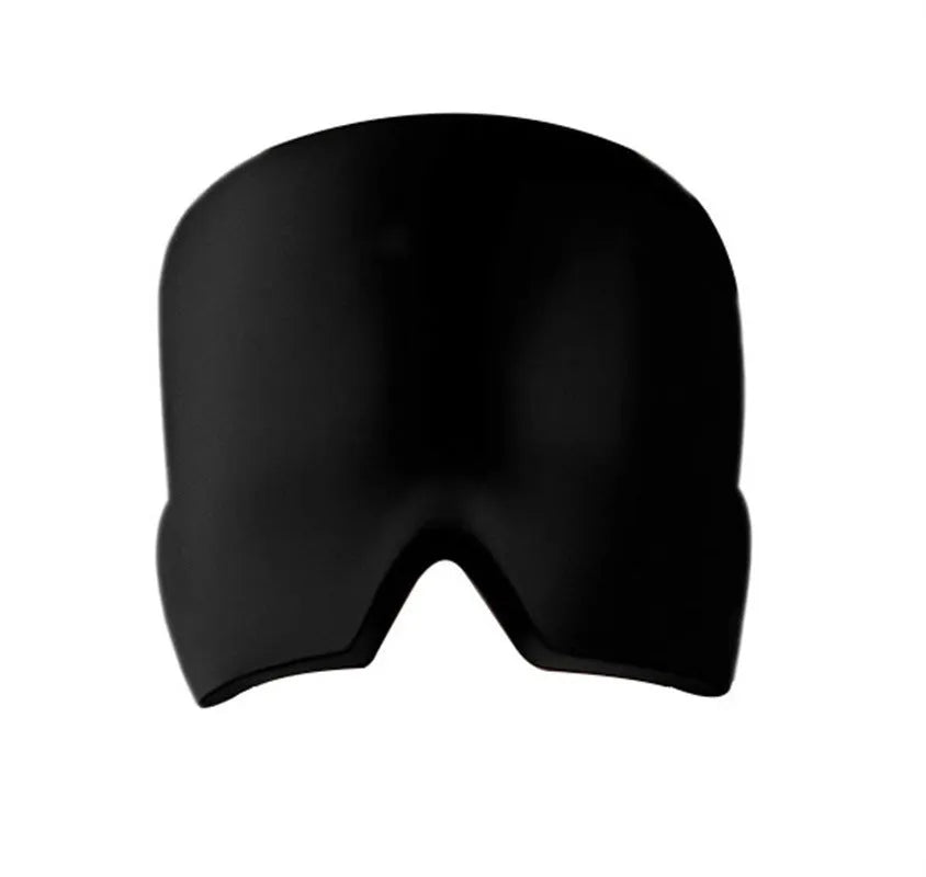 Elastic cloth gel eye mask for headache relief with adjustable headband in black colour