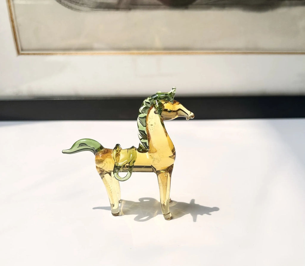 Glazed horse sculpture in coloured glaze, modern simplicity style, brown or white colour option