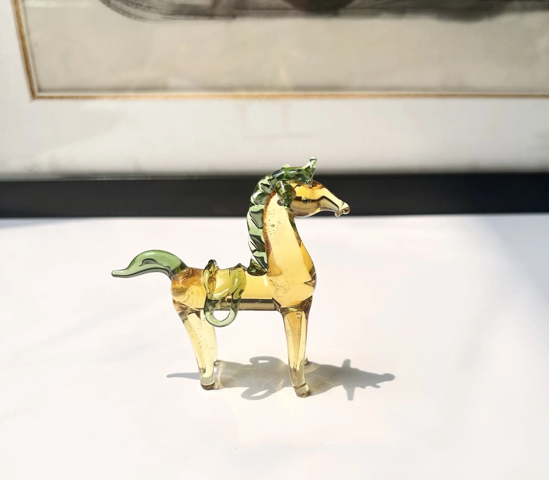 Glazed horse sculpture in coloured glaze, modern simplicity style, brown or white colour option