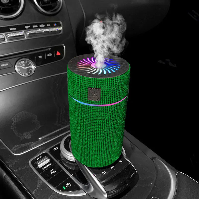 Car humidifier with diamond design in multiple colour options, USB powered