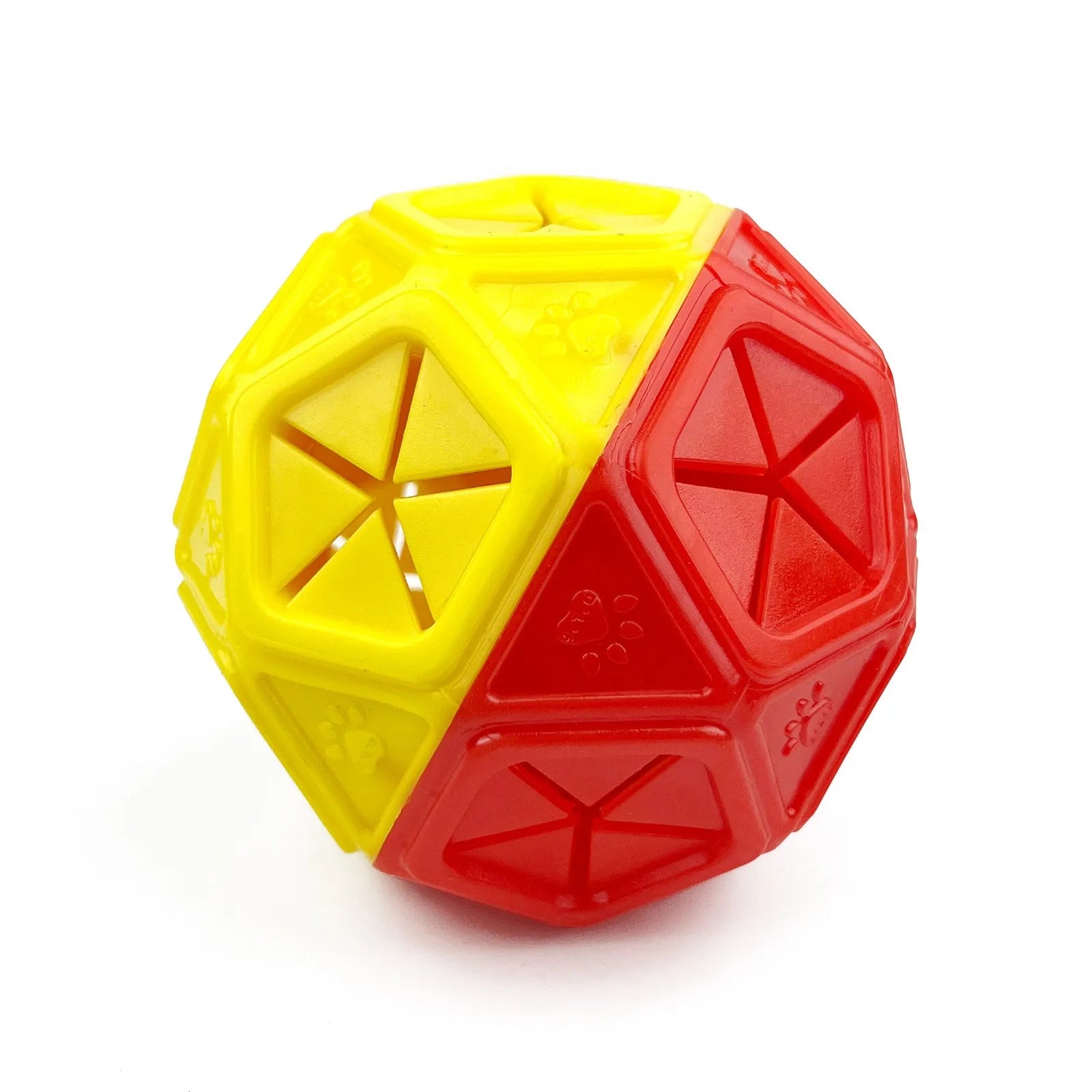 Blue soft rubber hollow dog toy ball for treat dispensing and interactive play.