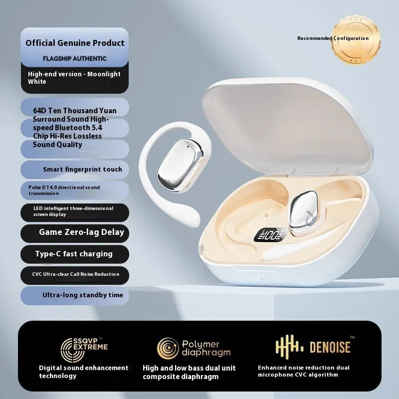 Ear-mounted headphones with digital display screen in black colour option