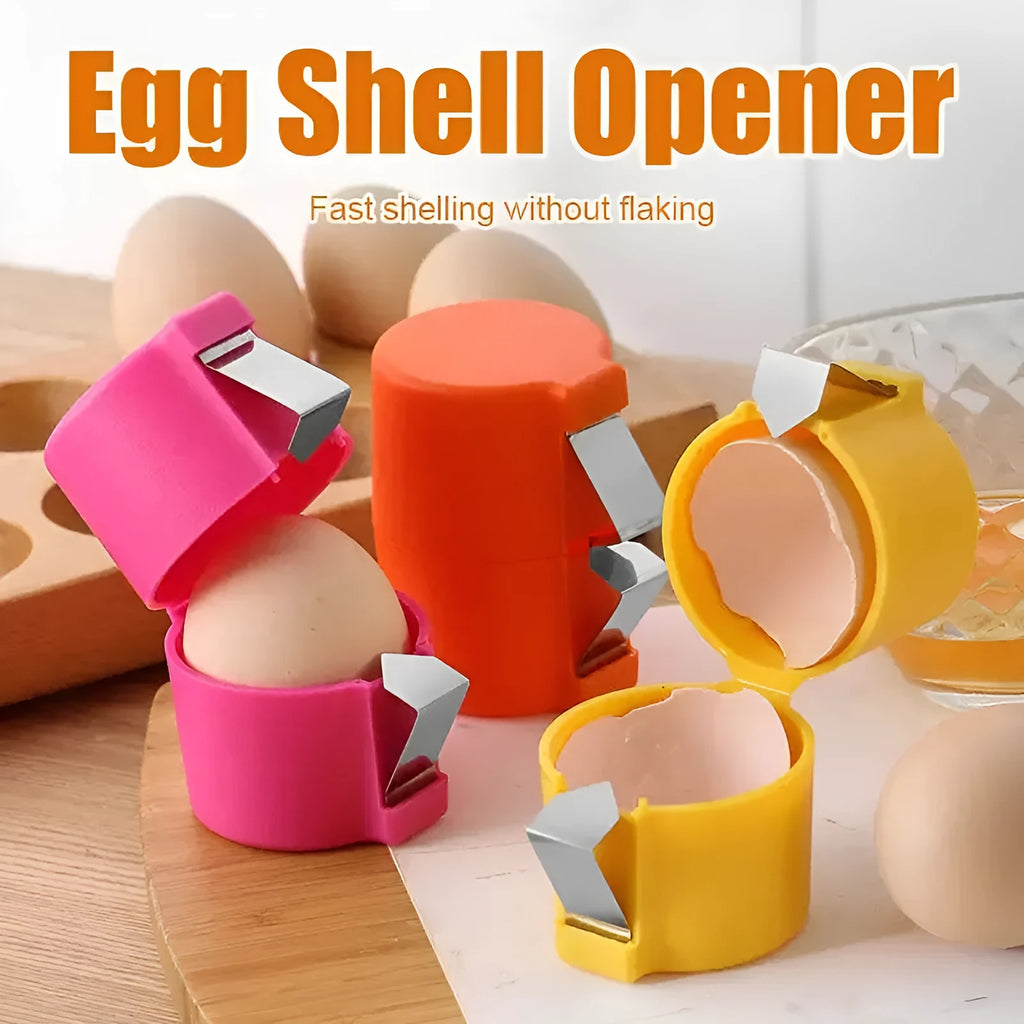 Egg shell opener and beater kitchen tool in pink, yellow or orange colours