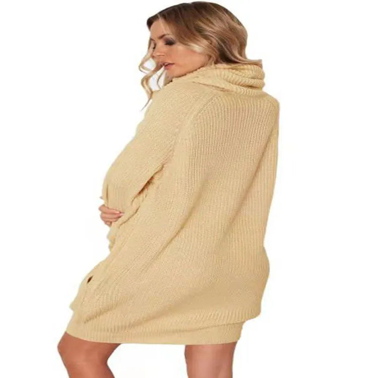 Acrylic pullover sweater with lapel collar and front pocket in apricot colour showing slim fit silhouette