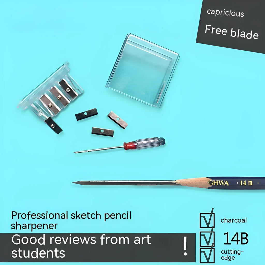 Geometric plastic four-hole pencil sharpener with screwdriver for blade replacement