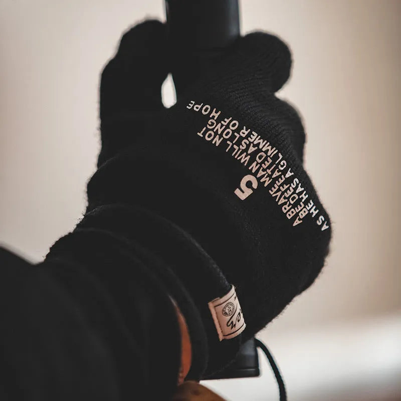 Men's winter cycling gloves in polyester free size black and green for outdoor biking