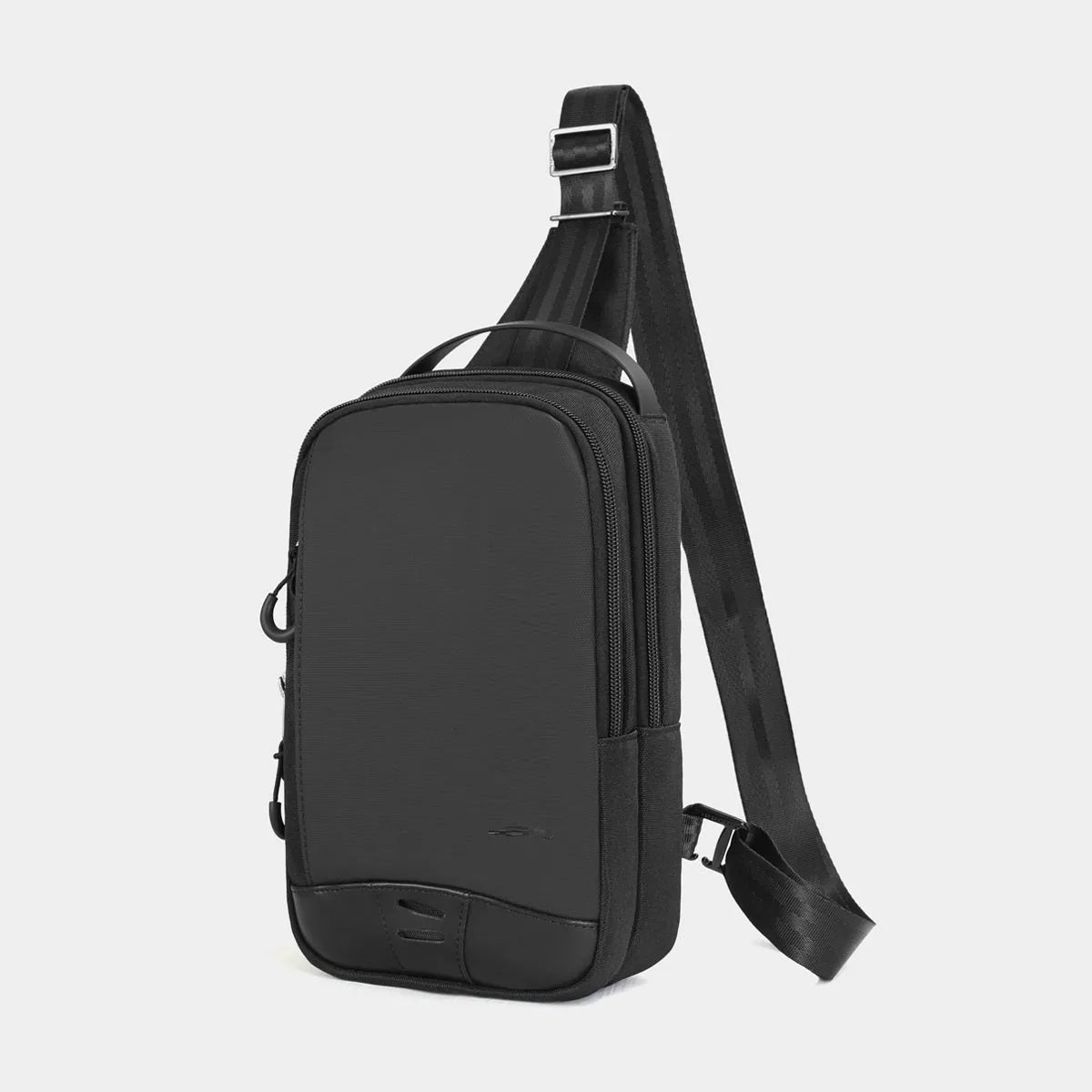 Casual black TPU camouflage chest bag with a single shoulder strap and soft handle.