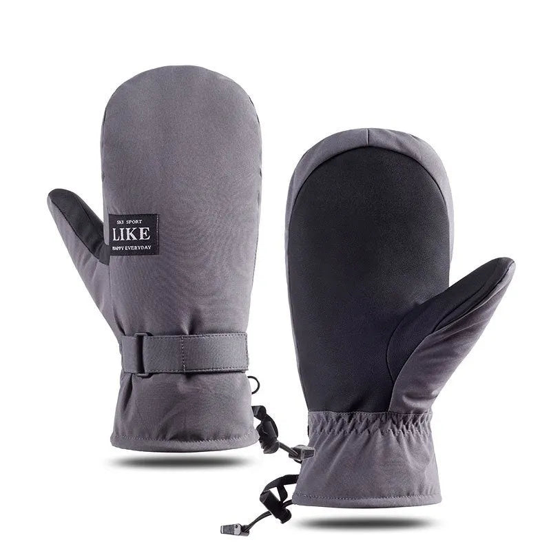 A pair of thick black touch screen compatible cycling gloves laid flat.