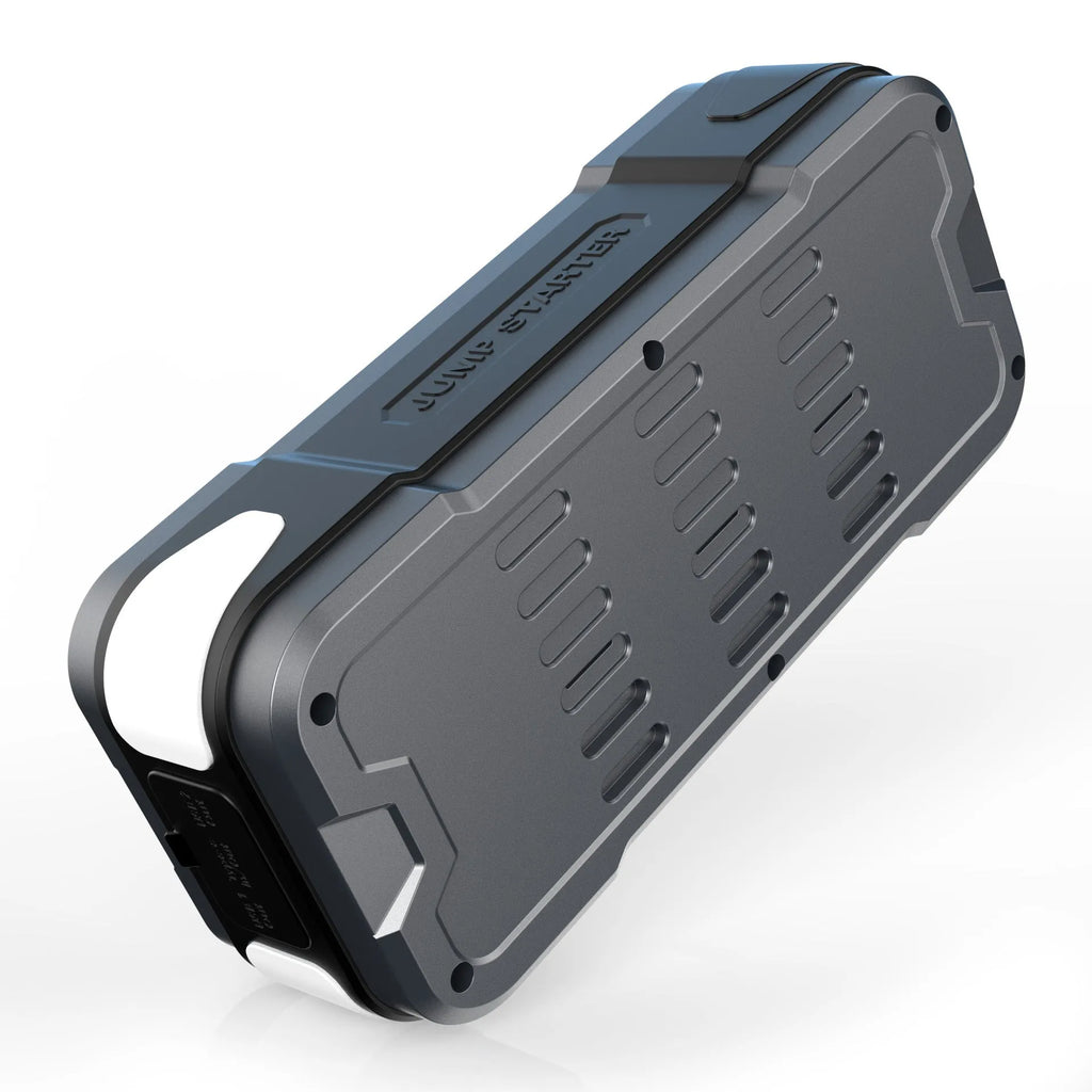 CY53 car emergency jump starter power bank unit with LCD display and LED lights.