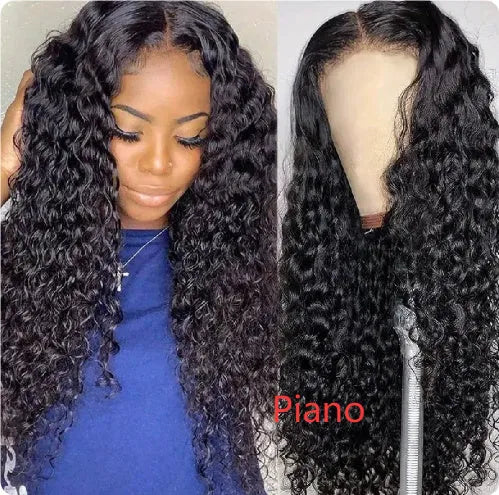 Fashion front lace synthetic wig with long curly hair and side bangs, available in multiple colours and sizes for ladies