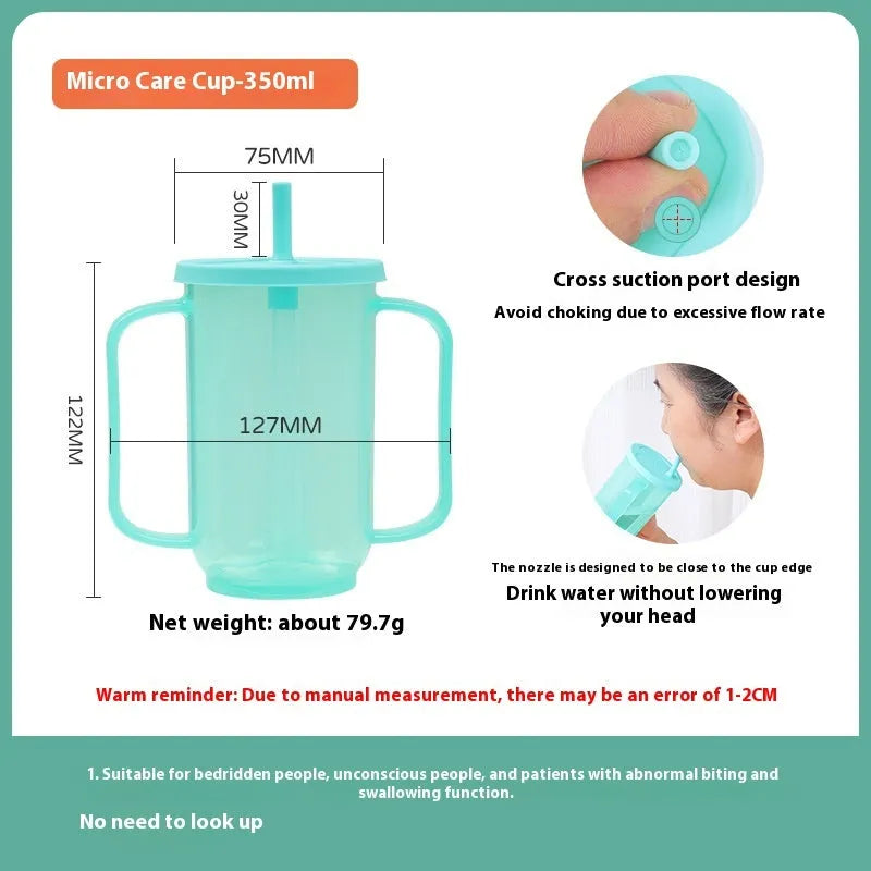 Adult choke-proof drinking cup with handle and lid in PP material for elderly and pregnancy care