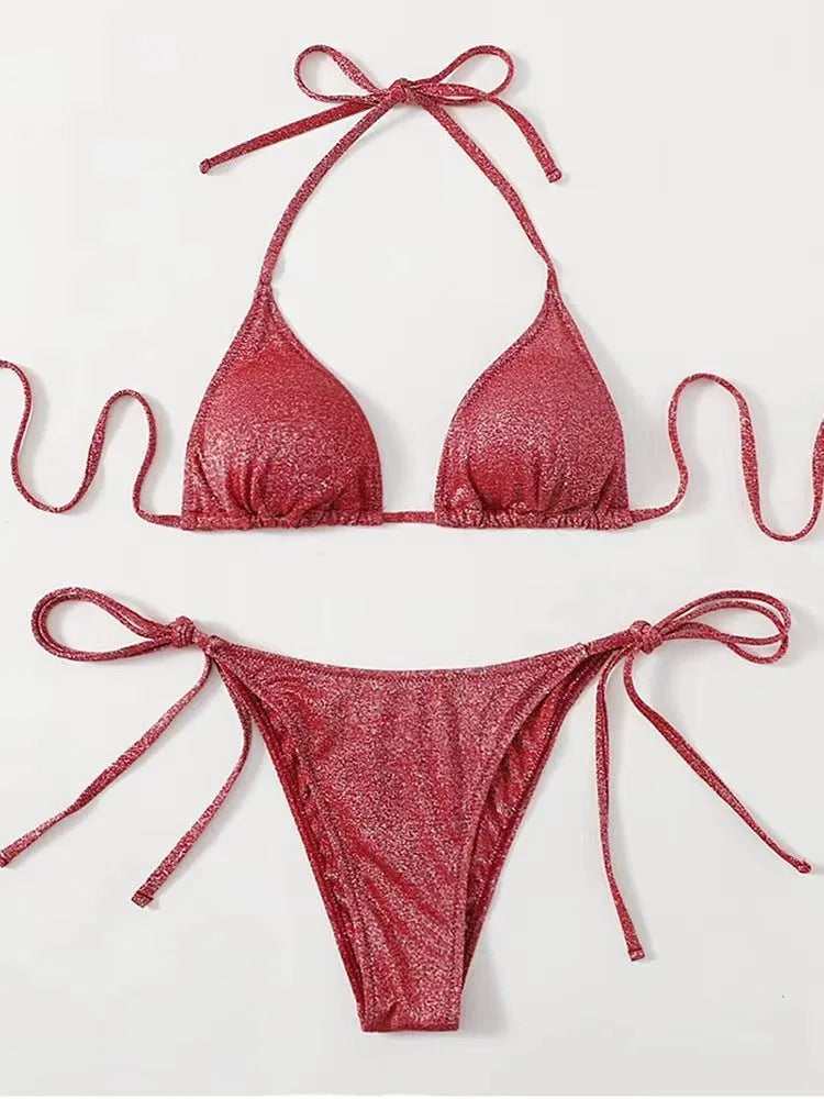 Women's bandage style bikini swimsuit in polyester available in multiple colours and sizes