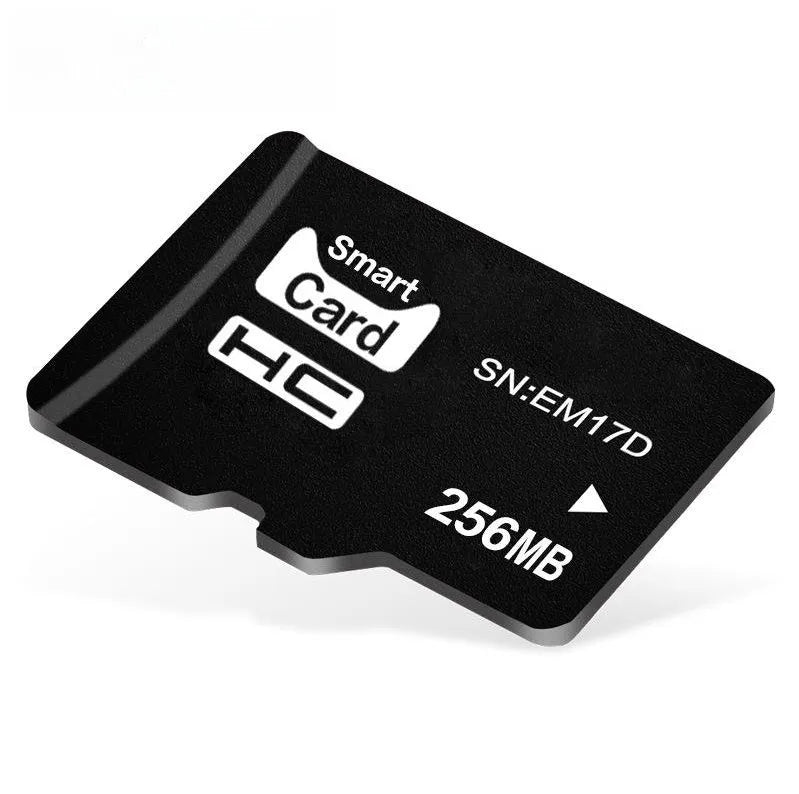 A single 256MB TF series memory card on a white background, showing its compact size.