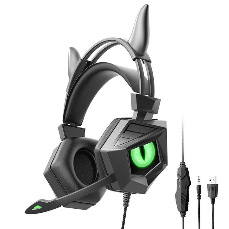 SY-G15 wired gaming headset with breathing LED lights, braided cable, and microphone for e-sports