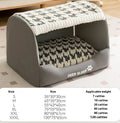 Brown bear pattern enclosed dog bed with curved sides and removable cover