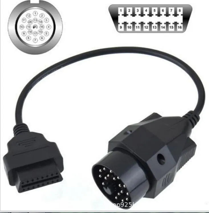 BMW OBD2 diagnostic cable adapter with 20-pin male plug and 16-pin female socket