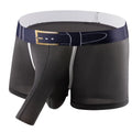 Men's solid colour ice silk boxer shorts showing mid-waist design in multiple colour options