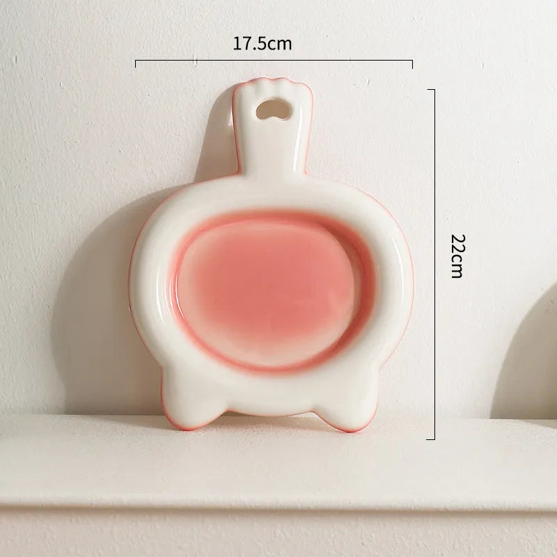 Ceramic cat bowl with non-slip rubber base in blue colour