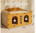 Double-layer corrugated paper cat house with scratching surfaces and dual ball-shaped door entries