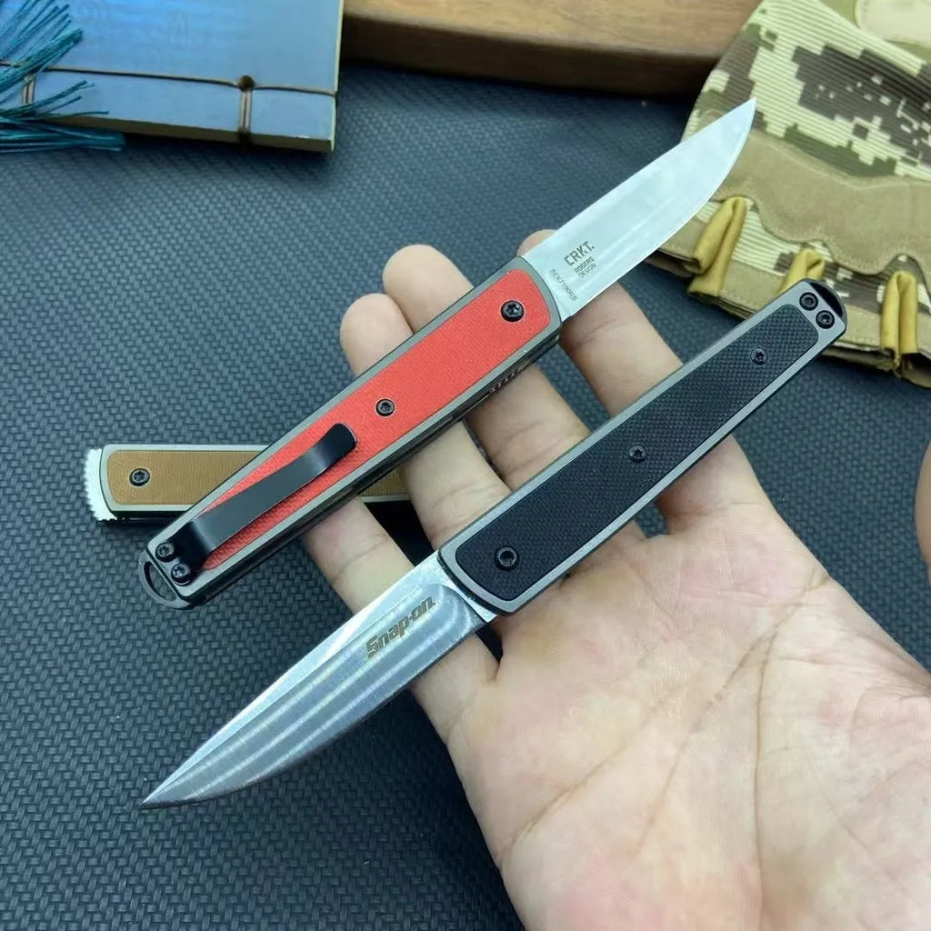 Folding fruit knife with stainless steel blade in black, coffee, or red colour options