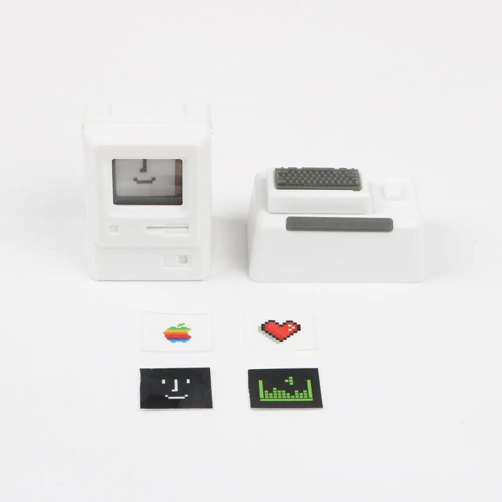 Transparent mechanical keyboard keycap with retro Macintosh styling