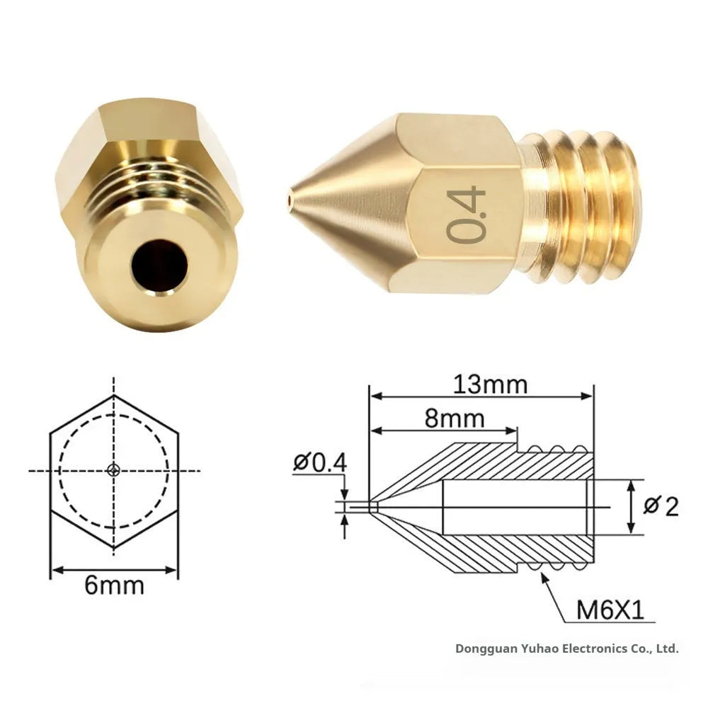 Brass MK8 nozzle and stainless steel cleaning pin for 3D printer maintenance