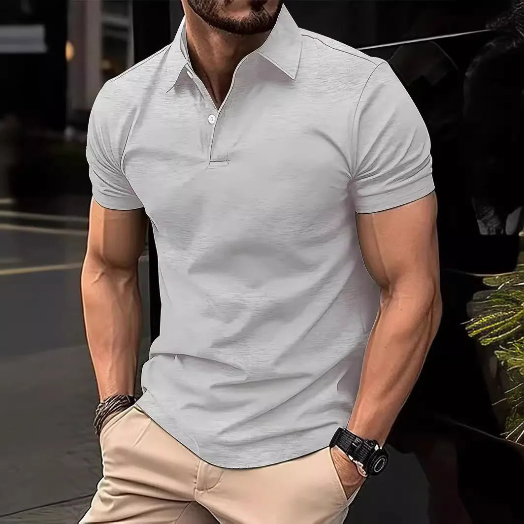 Men's slim fit casual button short sleeve shirt in solid colours