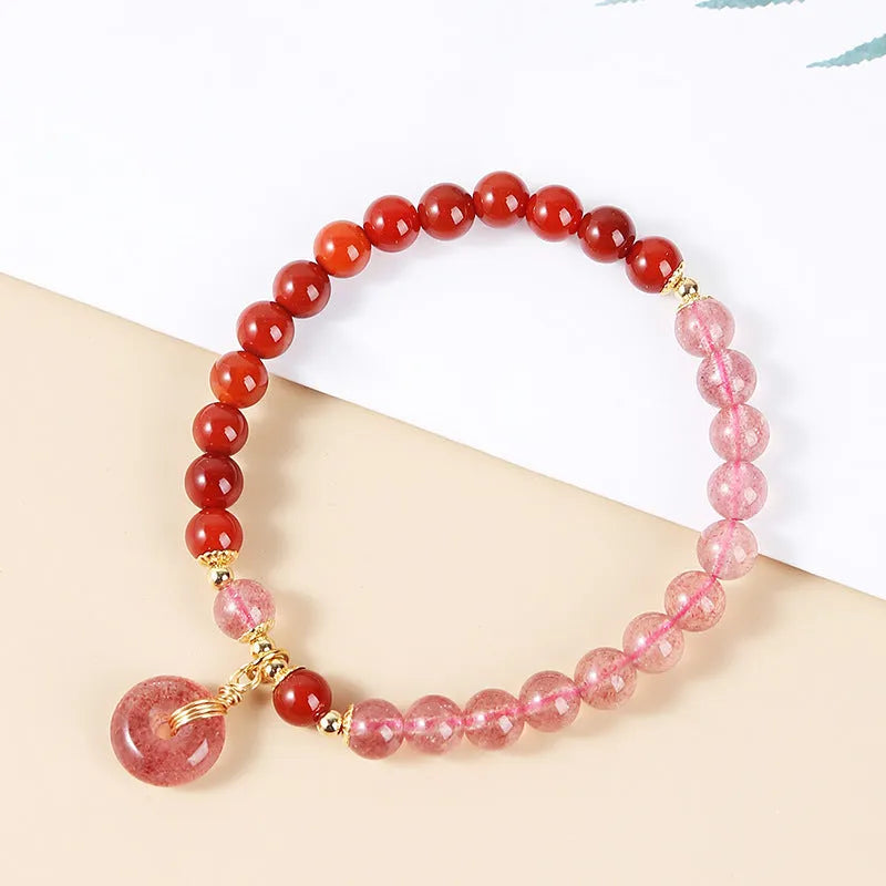 Handmade green crystal jade bracelet in New Chinese style for women.