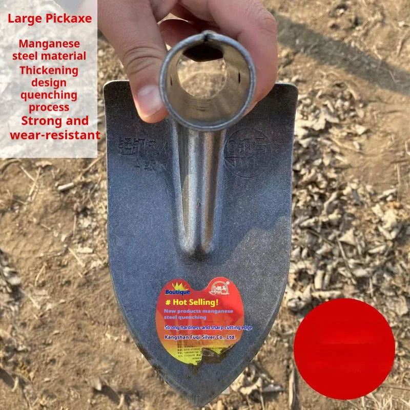 Agricultural pointed flat hoe tool with a steel horse tip for gardening.