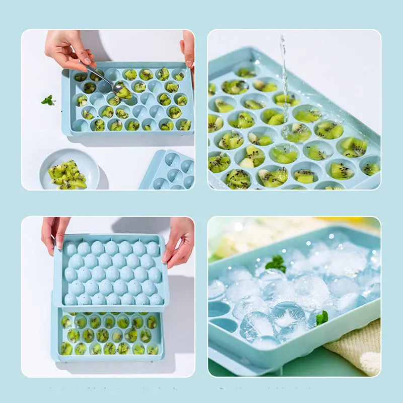 3D round ice mould tray creating spherical ice balls in PP plastic material