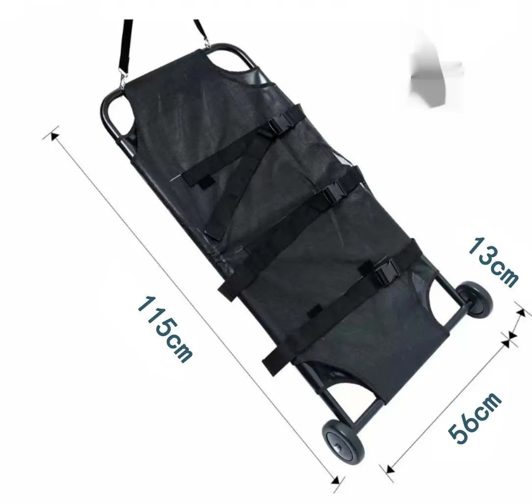 Black foldable aluminium alloy dog stretcher for emergency pet transfer