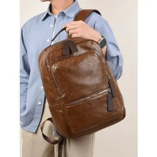 American Vintage large capacity waterproof backpack in solid colour with curved shoulder strap and sewing line detail
