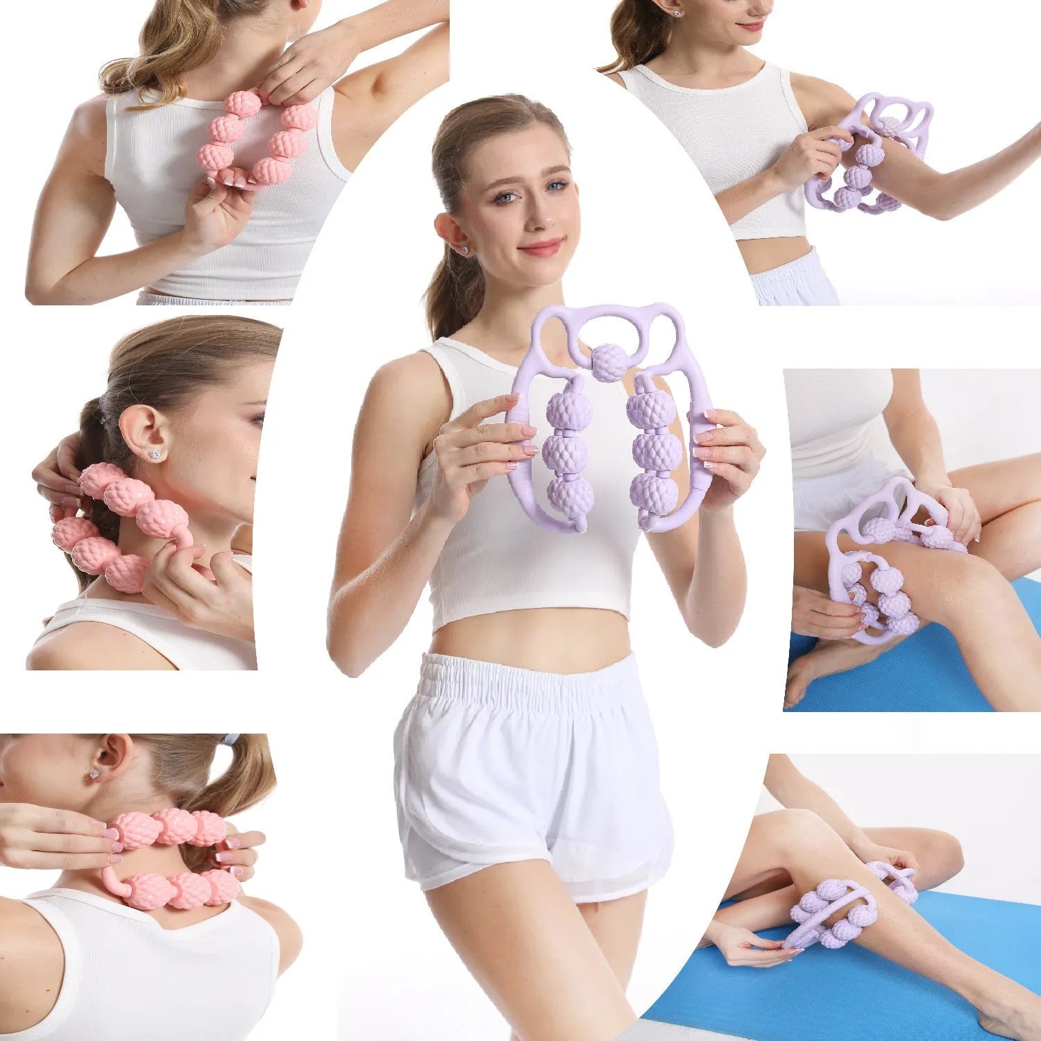 Bear-themed double row ring clip leg massager in green, purple, or pink colours.